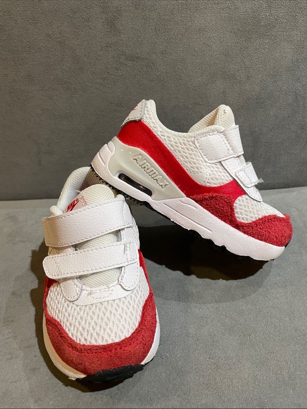 Nike Air Max 6C Sneakers Baby Toddler White Red Hook & Loop Athletic Shoes